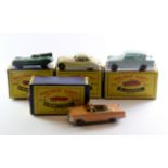 Four Moko Lesney Matchbox Series boxed toy cars including No.7, No.32, No.39 and No.41. (One box