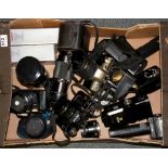 A quantity of mixed cameras, lenses etc.