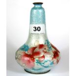 A Japanese signed enamelled vase, H. 15cm, (A/F).