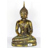 A large Siamese gilt bronze figure of the seated Buddha, H. 41cm.