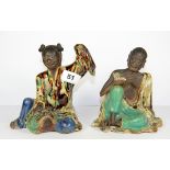 A pair of glazed Chinese porcelain figures of Lohan, H. 17cm.