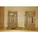 A pair of early 19th Century clear crystal lustres, H. 21cm.