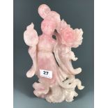 A lovely Chinese carved rose quartz figure of a dancing Tang lady, H. 26cm.