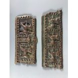 Two Himalayan 16th/17th Century cast bronze temple fragments, L. 12cm & 15cm.