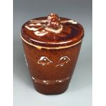 A Chinese glazed salt pot, H. 12cm.