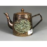 A Chinese cast bronze teapot, H. 13.5cm.