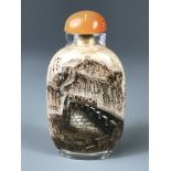 A superb contemporary inside painted Chinese snuff bottle by renowned artist Xu Bu, H. 8.5cm.