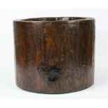A large 18th/19th Century Chinese wooden brush pot, Dia. 23cm, D. 18cm.