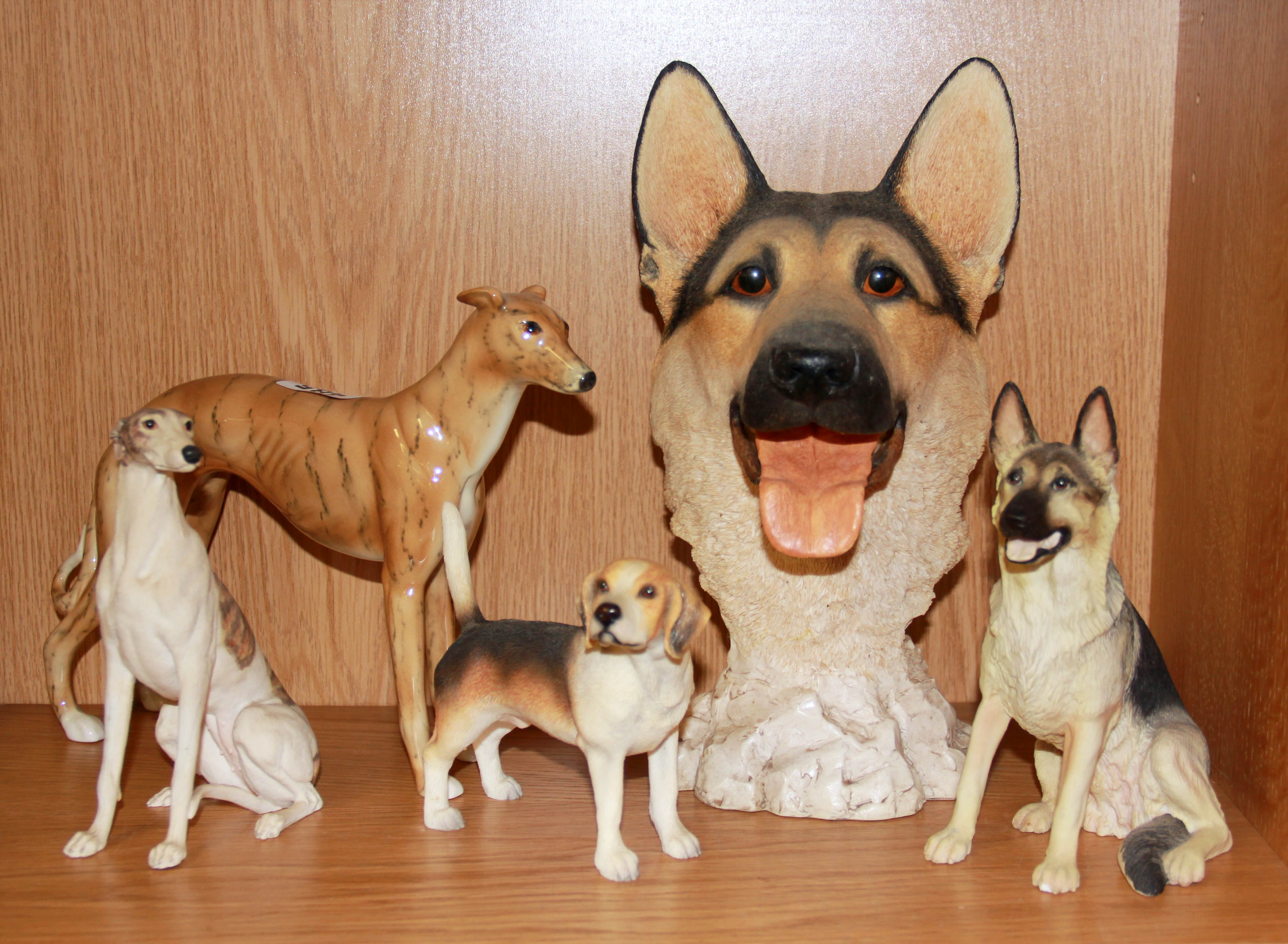 A group of dog figures.