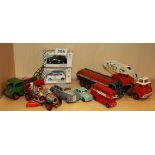 A group of used die cast model vehicles.