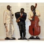 Three figures of jazz musicians, H. 55cm.