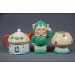A three piece Shelley 1920's Boo Boo tea set, after Mabel Lucie Attwell illustrations, (tea pot