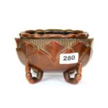 A Chinese cast bronze lotus censer, W. 17cm, H. 11cm.