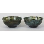 A pair of lovely Chinese spinach jade wine cups, Dia. 6.5cm.