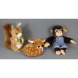 Three Steiff animal figures.