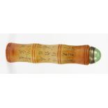 An interesting carved Chinese jade/ hardstone bamboo shaped snuff bottle seal, H. 9cm.