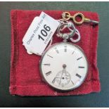 A silver cased key wind open faced pocket watch, London 1855, 4cm.