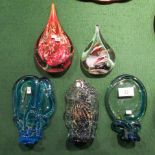 A group of five Art Glass sculptures, to include Mdina and unnamed sculptures (5).