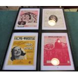 A collection of framed front of house and other playbills etc.