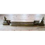 A late Victorian neo-classical design break-front gilt brass fire curb with urn finials.