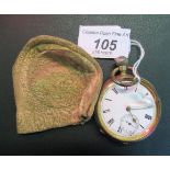 An early 20th century Swiss white metal cased crown wind pocket watch with enamel Roman and