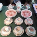 A part-tea and dinner service, decorated with pink poppies.