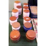 A collection of Hornsea wooden lidded kitchen storage jars, to include Bronte pattern and others.