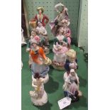 A collection of ceramic figures,