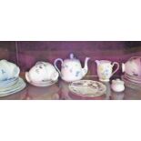 A Colclough bone china vintage tea set and other items, decorated with blue birds and cut sprigs.