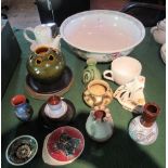 A collection of miscellaneous ceramics, to include: studio wares, large wash bowl,