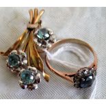 A gold gem set spray brooch,