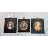 Three printed portrait miniatures, including Napoleon,