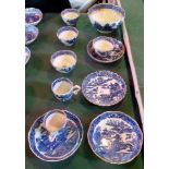 Eleven pieces of late 18th century Caughley ceramics, each in the Pagoda pattern,
