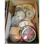 A box of 19th century and other clock dials, including: enamel, painted and others.