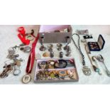 A good mixed lot of costume, paste set jewellery and other items,