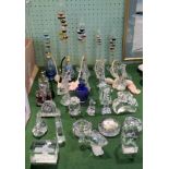 A good mixed lot of decorative glassware, including: perfume atomizers, Newton barometers,