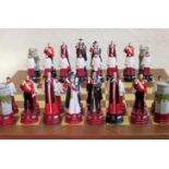 A set of chessmen cast and painted to celebrate the Queens's Diamond Jubilee,