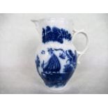 A late 18th century Caughley cabbage leaf mask head jug in the Fisherman pattern, 15.