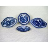 Four items of late 19th century Caughley ceramics, each in the Full Nanking pattern,