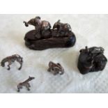 Patrick Mavros, a collection of six silver miniature models, each of an African animal,