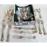 A composite canteen of silver kings pattern flatware, London 1835 etc.