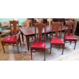A set of eight Art Nouveau oak dining chairs,