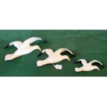 Three Beswick wall mounting seagulls, numbered 658/1, 2 & 4.