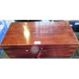 A Victorian mahogany and brass bound writing slope,