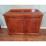 A yew wood veneered side cabinet,