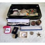 A Stratton compact and a small quantity of silver and costume jewellery.