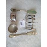 A Art Deco design silver melba toast rack with four sections,
