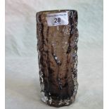 A Whitefriars tobacco coloured bark effect sleeve vase.