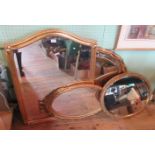 Four contemporary gilt composite wall mirrors,