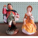 Two porcelain figurines, to include: Royal Doulton Town Crier and Royal Doulton Sandra.